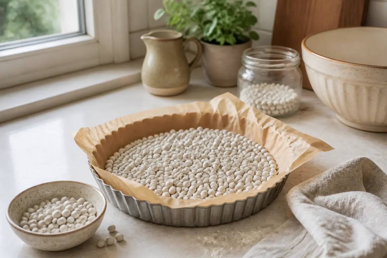 Qué pesos para hornear tartas comprar representada con utensilios genéricos en una cocina doméstica