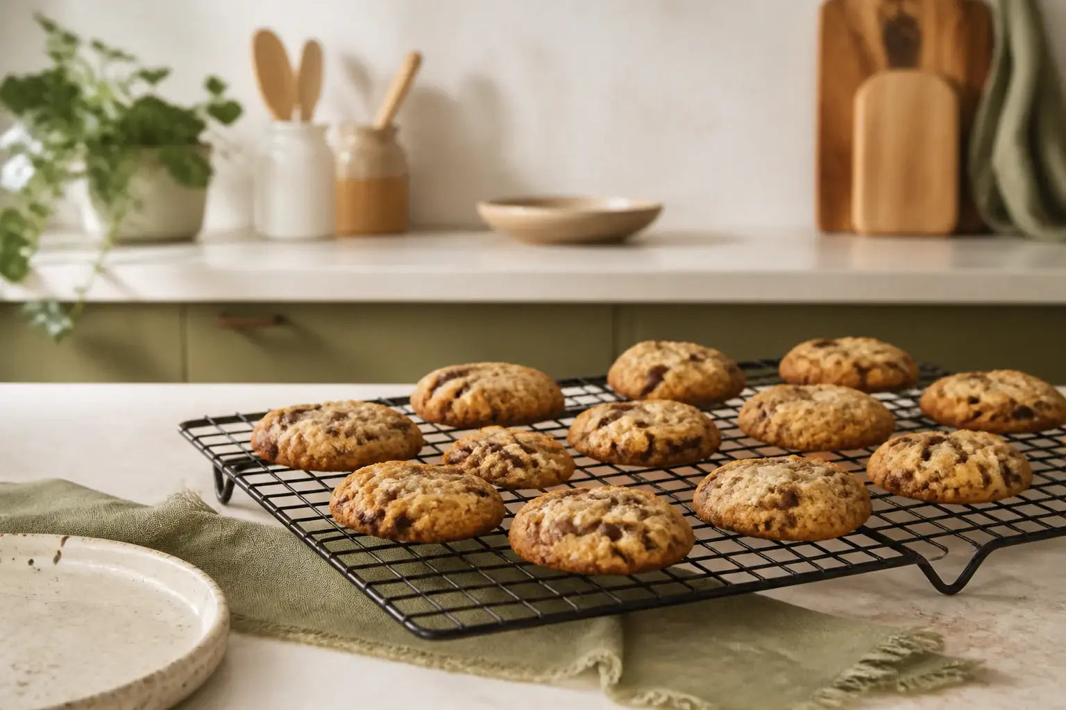 Rejilla enfriadora genérica con galletas caseras recién horneadas