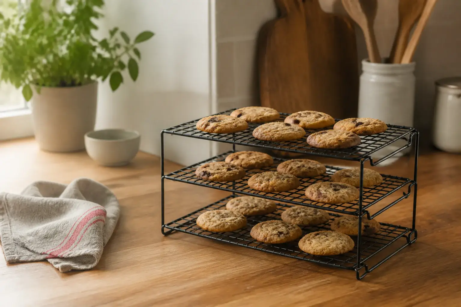 Rejilla enfriadora genérica con galletas caseras recién horneadas