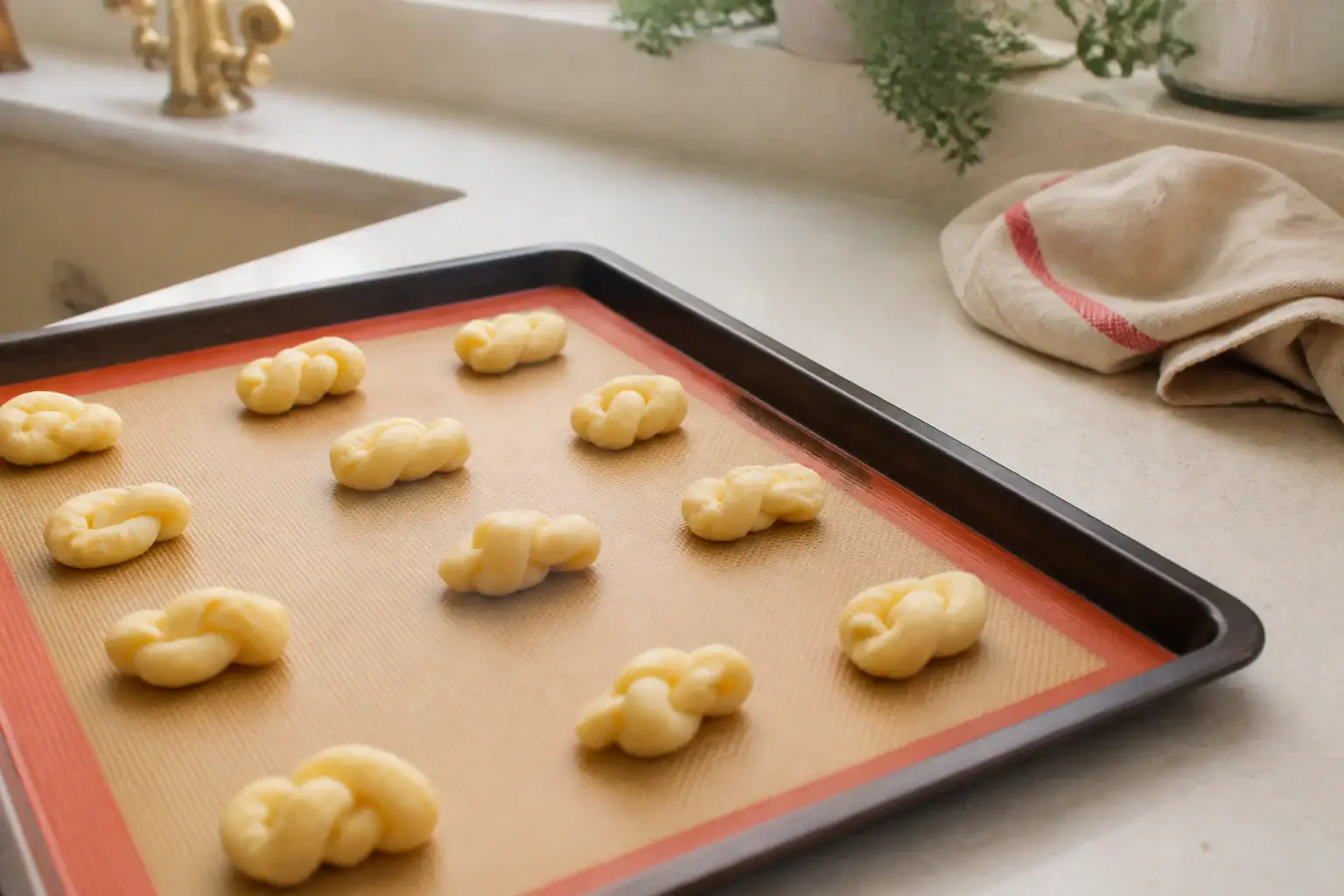 Tapete de silicona genérico con pequeñas piezas de masa preparadas